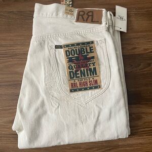 RRL Japanese Woven Cream Slim Jeans